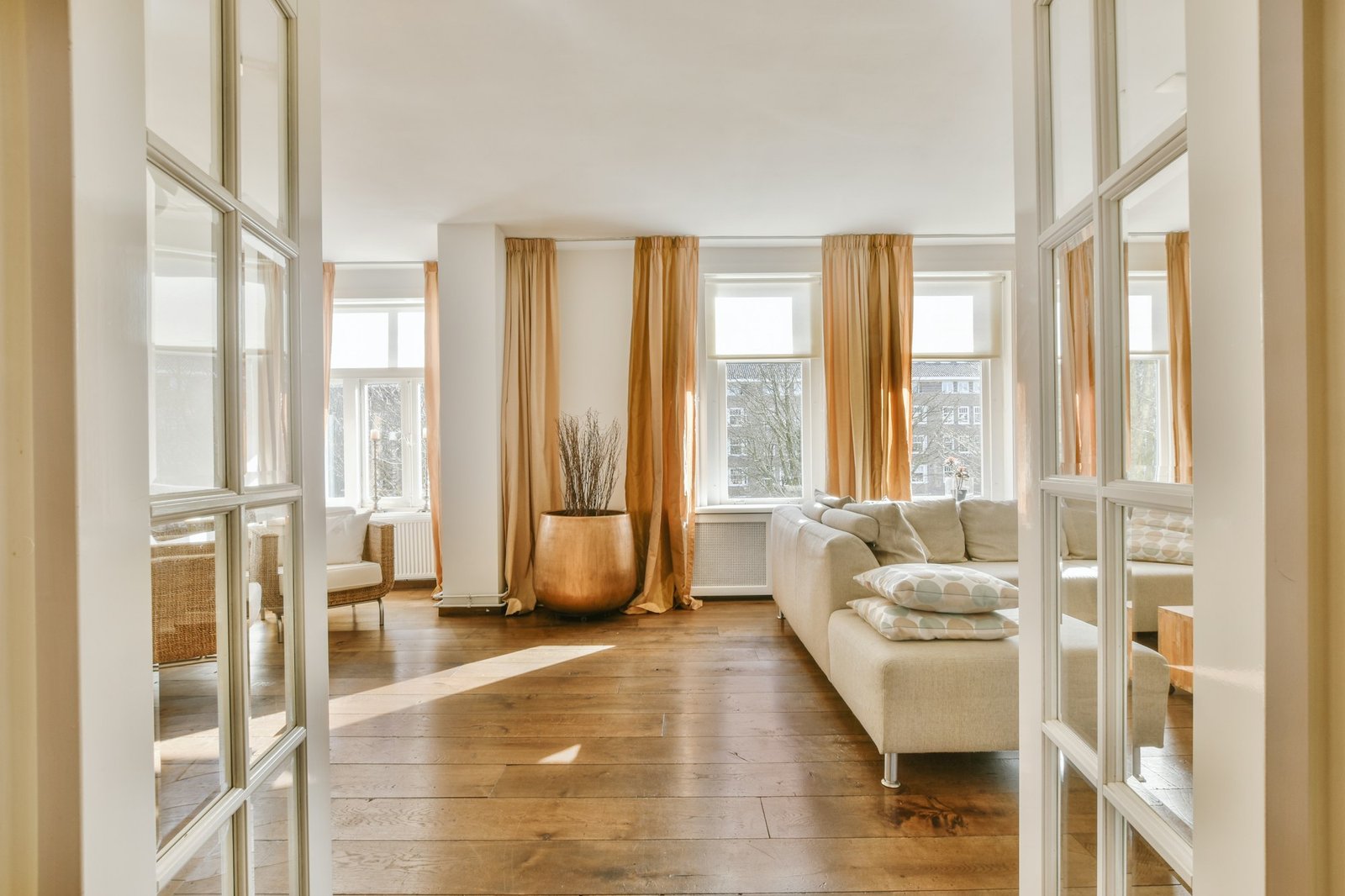 Spacious living room in modern apartment