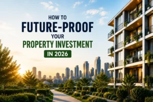 Modern Bangalore skyline with luxury residential towers and
