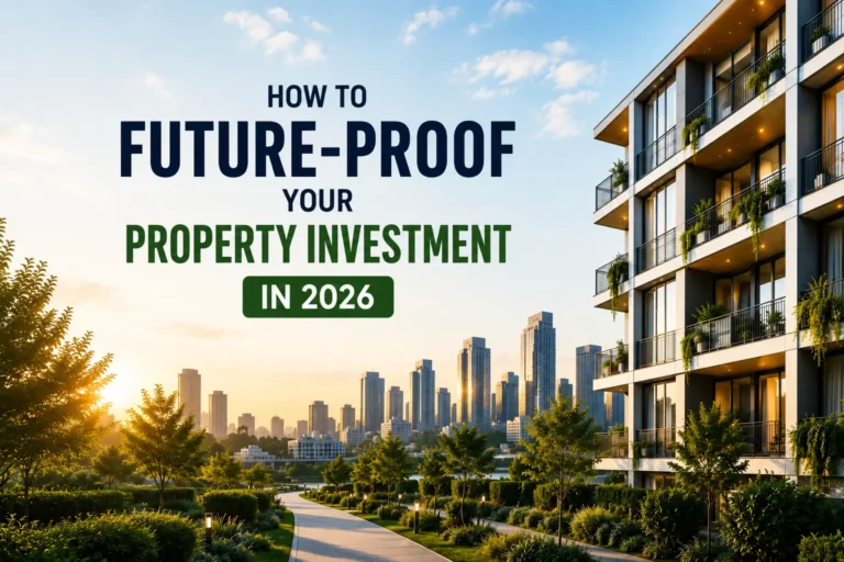 Modern Bangalore skyline with luxury residential towers and